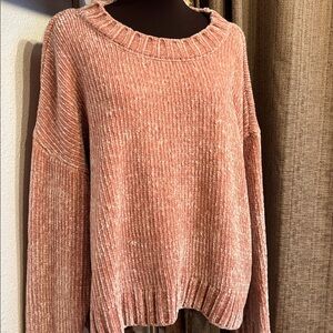 Sanctuary, elegant chenille pink rose soft knit long sleeve sweater. Size XL.